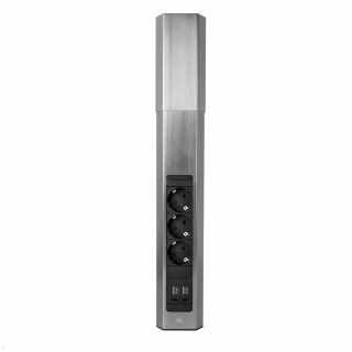 Bachmann CASIA2 Univerzális sarokdugalj 3x230V+1xUSB A&C 22W töltő inox optika #1