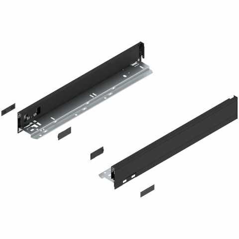 BLUM (770N4502S  Z R+L  V1 CS-M) LEGRABOX káva, magassága N (66,5 mm), NH=450 mm, jobb+bal Karbonfekete matt